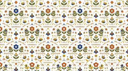 Naklejka premium Colorful Floral Pattern Repeating Motif for Textile and Wallpaper Design.