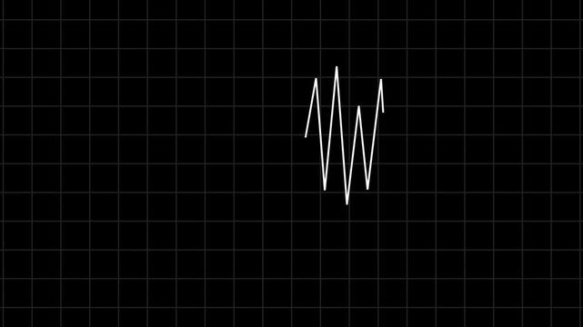 Heartbeat flatline electrocardiogram, Glowing ecg heartbeat line animation on black background
