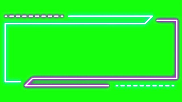 Futuristic digital overlay frames with green screen background for video editing and streaming.
