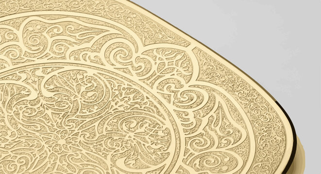 Ornate gold pattern with swirling filigree and floral motifs