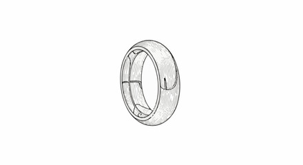 Naklejka premium Ornate ring with internal channels, line art