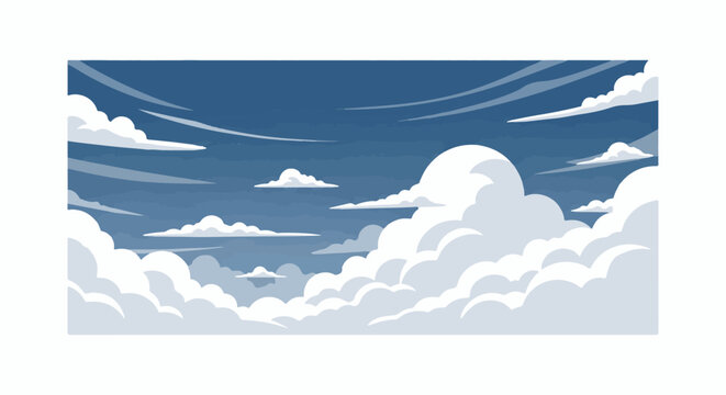Pixelated clouds drift across a deep blue sky with streaky wisps