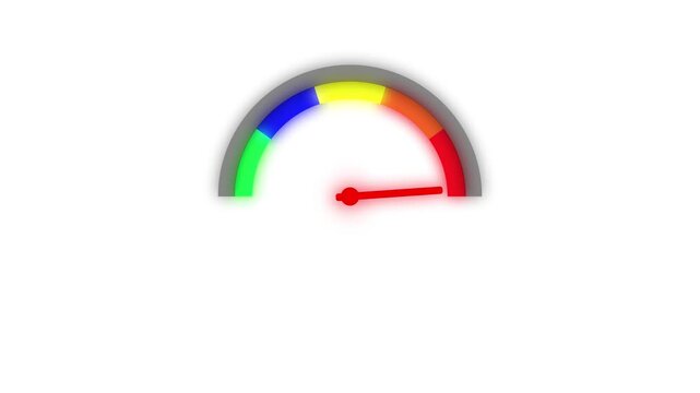 Decibel meter showing medium level with red yellow and green zones. 4K motion animation on a transparent background alpha channel.4k