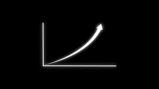 Abstract business graph icon animation background.Graph drawing arrow chart is getting bigger. Business growth arrows and graph charts. Business line arrow, improvement, business.4k