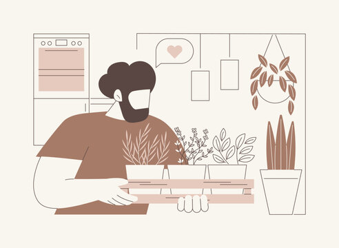 Growing aromatic herbs isolated cartoon vector illustrations.