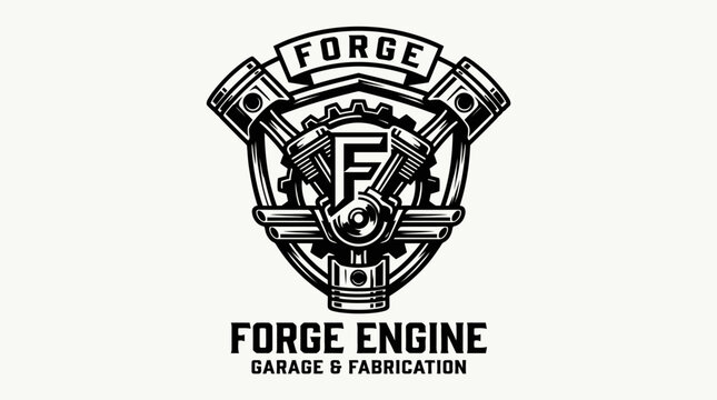 Forge Engine Garage and Fabrication Logo Design.