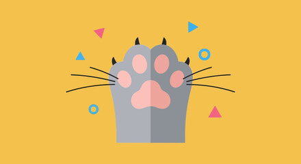 Cute Cat Paw Illustration with Geometric Shapes © Muhammad Zayyan Rayy