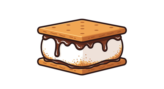 Delicious S'more Illustration with Melted Chocolate and Toasted Marshmallow