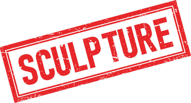 Bold red ink stamp impression featuring the word SCULPTURE in a distressed rectangular frame