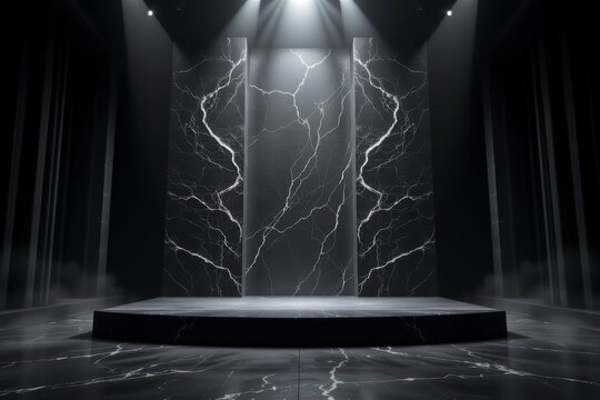 Electrifying Stage with Lightning Panels and Dramatic Lighting