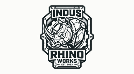 Black and white rhino logo. © satu