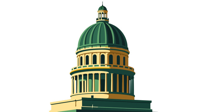 Classic architectural dome with green patina roof details.