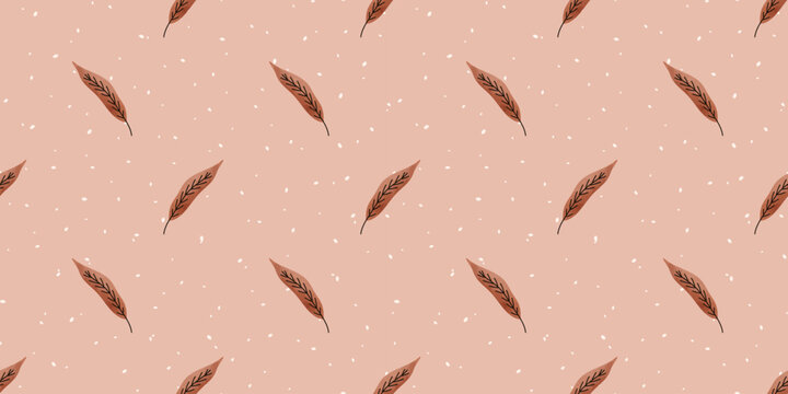 Linear maple seamless leaf pattern with watercolor autumn fall leaves for thanksgiving. Oak vegetable geometric foliage and plaid acorn texture through doodle organic pumpkin design. This.