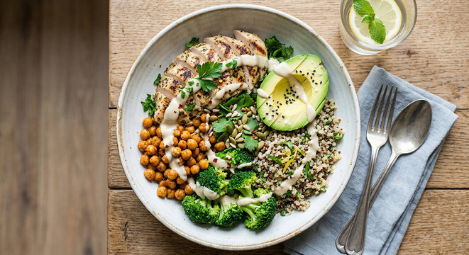 High protein and fibre bowl with nutritious ingredients