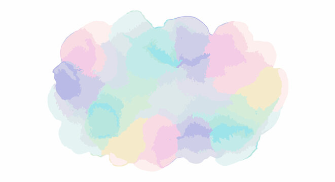 Soft, watercolor-like cloud of pastel colors on a white background
