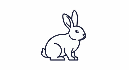 Obraz premium Simple line art illustration of a rabbit sitting and looking to the side
