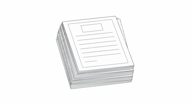 Stack of blank lined papers with a header box for text