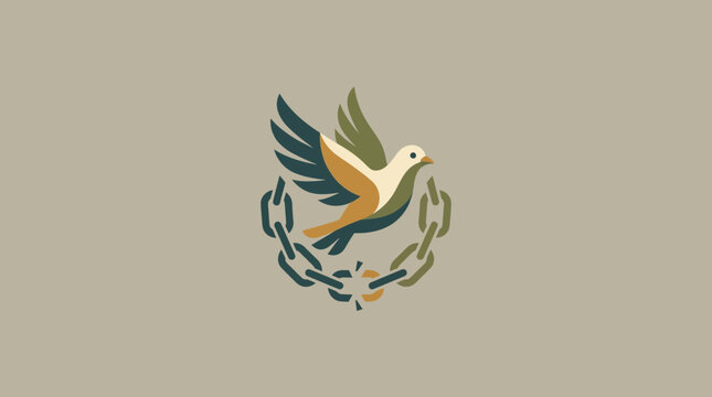 Dove Flying Above Broken Chain Symbolizing Freedom and Liberation