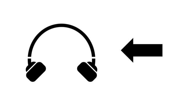 animated video clip of earphone and arrow, suitable for use in video clips of content, earphone usage, hearing aids, music, airplane passengers, music lovers, screens, notifications,