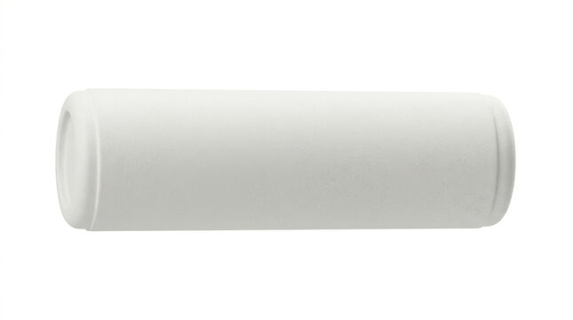 Cylindrical white plastic tube with smooth surface on a plain background.