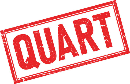 Rectangular red ink stamp with the word QUART in a distressed effect