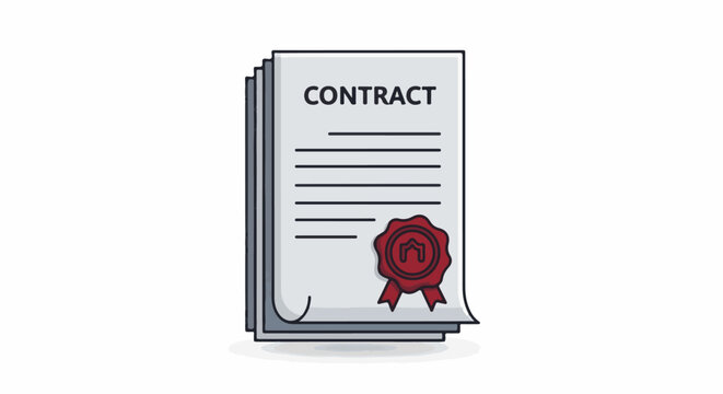 Stack of documents d "CONTRACT" with a red wax seal