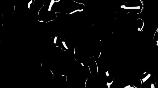 Monochromatic Chrome Liquid Droplets and Splashes on Black Background