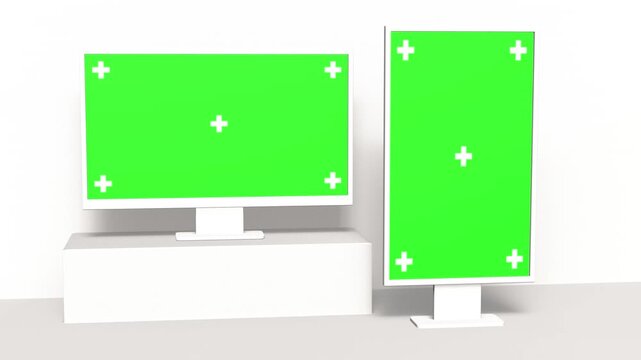Desktop monitor green screen mockup animation for corporate training videos