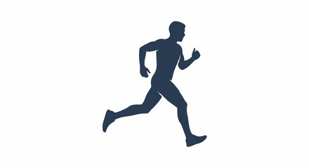 Fototapeta premium Silhouette of a male figure running forward, mid-stride, on a white background