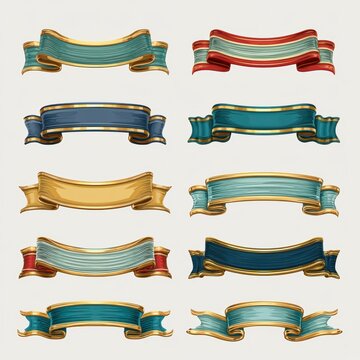 ribbon banner collection, decorative label design, vintage style