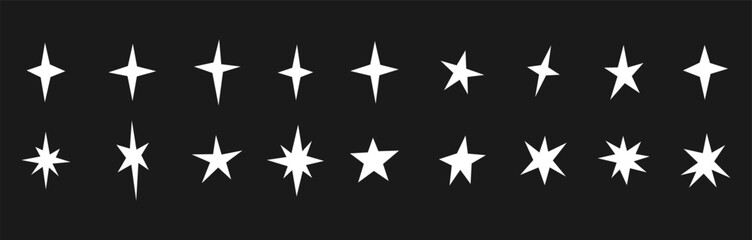 Sparkle star icon collection with twinkle shapes and decorative shining symbols in minimalist style. Elegant design elements for beauty, magic and festive themes. Clean vector set for creative project © Parul