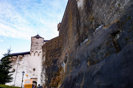 View of Hohensalzburg Fortress or Festung Hohensalzburg in Salzburg, Austria