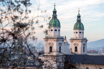 Obraz premium The Salzburg Cathedral or Dom zu Salzburg in the old town Salzburg, Austria