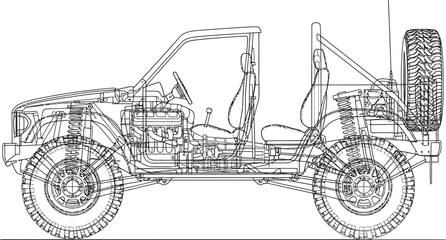 Obraz premium Close up of a car tire sketch for coloring book design
