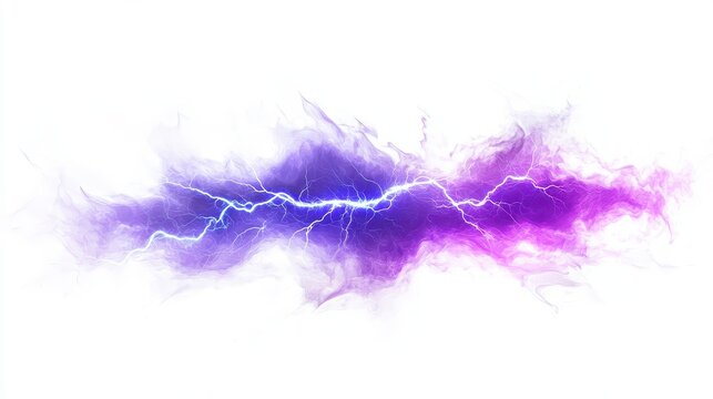 Vibrant purple and blue lightning bolt surging across a white background, representing raw energy and electric power.