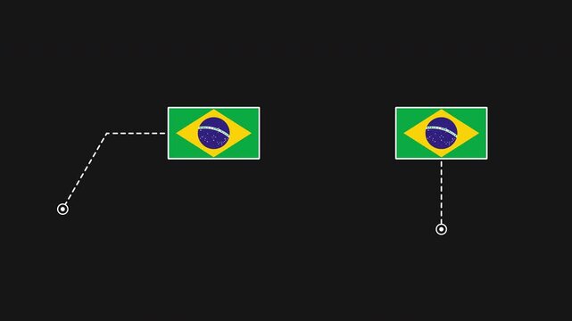 Brazil flag HUD technology callout line animation, alpha channel 4K video