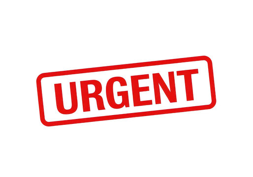Red rubber stamp impression with the word urgent in bold capital letters for priority business documents and time sensitive office tasks isolated on a transparent background
