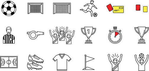 Soccer football championship vector icon, soccer field trophy © Abdul