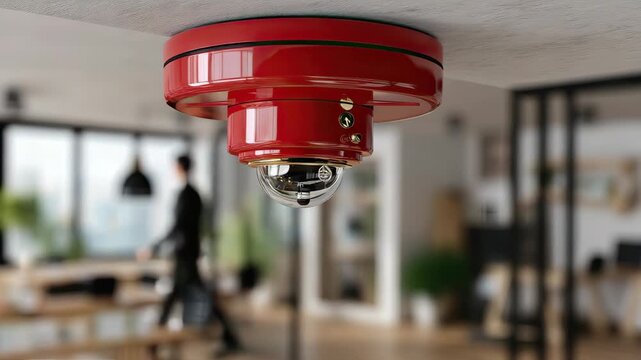Fire alarm system installed in office building for safety and emergency response preparation