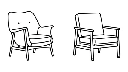 Fototapeta premium Scandinavian Armchair icon line art vector illustration design