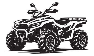 Fototapeta premium ATV silhouette, all terrain vehicle, vector isolated on white