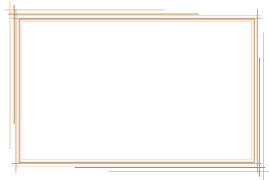 Random gold multiline border frame minimalist on white background. Design print for greeting cards, wedding invitations, restaurant menu, royal certificates. Set 127
