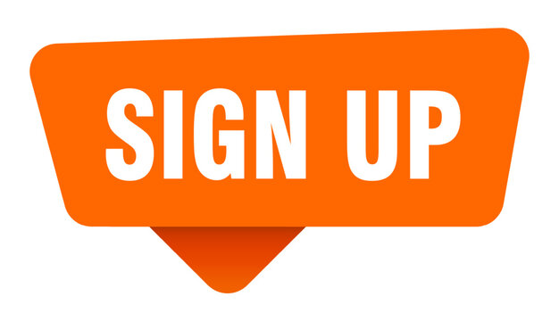 sign up sticker. sign up orange sign isolated on transpatent background
