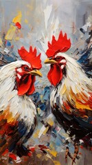 Fototapeta premium Cockfighting chicken poultry animal.
