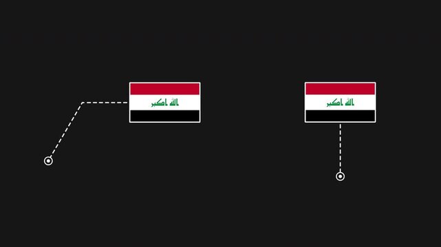 Iraq flag HUD technology callout line animation, 4K alpha channel