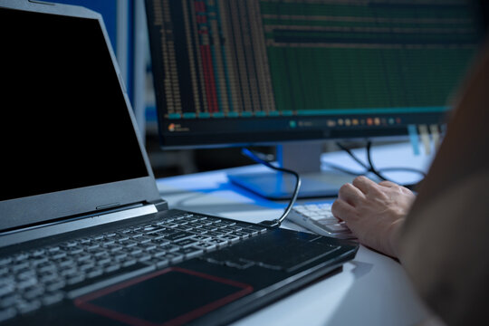 Development programmer male working in website a software and coding technology.