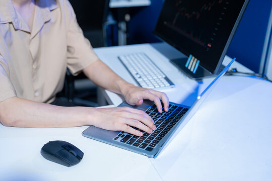 Development programmer male working in website a software and coding technology.