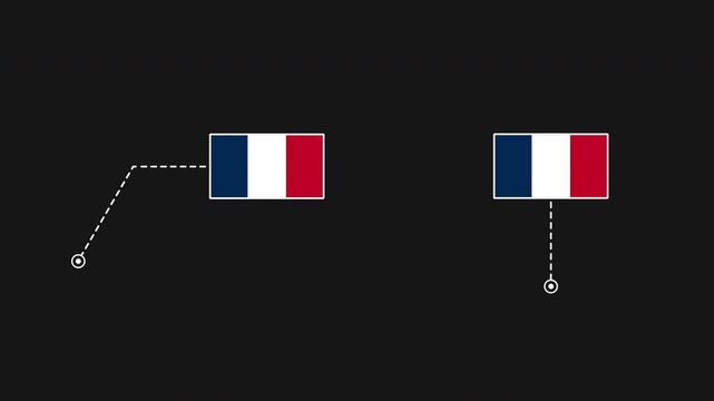 France flag HUD technology callout line animation, 4K alpha channel