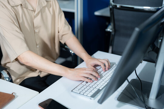 Development programmer male working in website a software and coding technology.