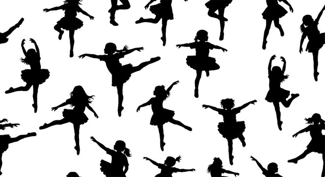 Silhouettes of Diverse Ballet Dancers in Various Poses.